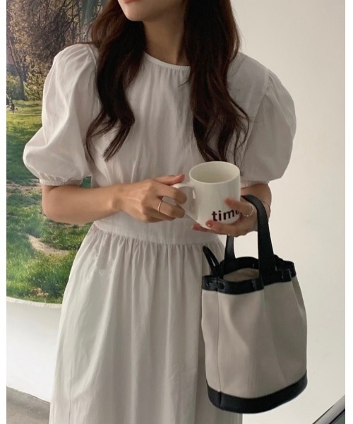 DAIS-Y（デイジー）の「パフスリーブバックVリボン ウエスト切替ロングワンピース（ワンピース・レディース・ホワイト/ピンク/ブルー/ライトグリーン・FREE）」の17枚目の写真