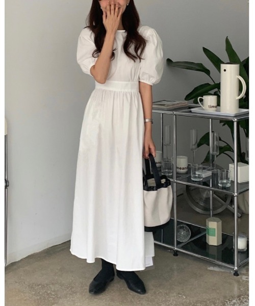 DAIS-Y（デイジー）の「パフスリーブバックVリボン ウエスト切替ロングワンピース（ワンピース・レディース・ホワイト/ピンク/ブルー/ライトグリーン・FREE）」の20枚目の写真