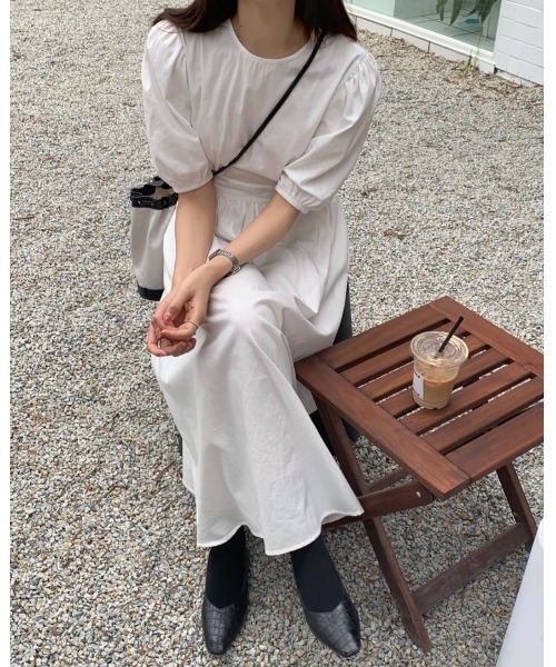 DAIS-Y（デイジー）の「パフスリーブバックVリボン ウエスト切替ロングワンピース（ワンピース・レディース・ホワイト/ピンク/ブルー/ライトグリーン・FREE）」の21枚目の写真