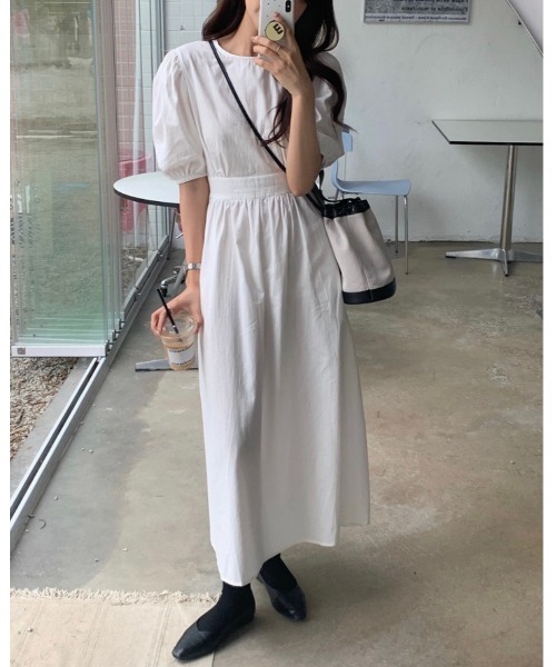 DAIS-Y（デイジー）の「パフスリーブバックVリボン ウエスト切替ロングワンピース（ワンピース・レディース・ホワイト/ピンク/ブルー/ライトグリーン・FREE）」の22枚目の写真