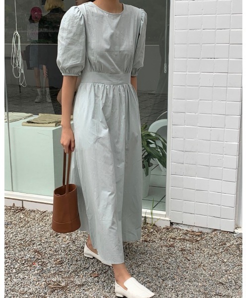 DAIS-Y（デイジー）の「パフスリーブバックVリボン ウエスト切替ロングワンピース（ワンピース・レディース・ホワイト/ピンク/ブルー/ライトグリーン・FREE）」の13枚目の写真