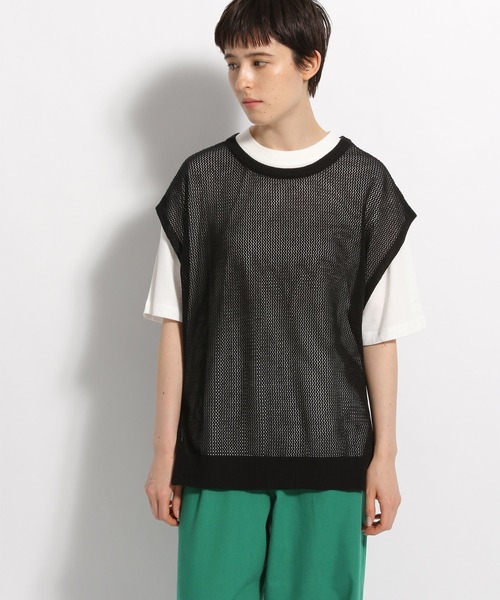 niko and...（ニコアンド）の「洗えるカットソー付き2WAYロゴメッシュベスト（ベスト・レディース・ライトグレー/ブラック/イエロー・MEDIUM/LARGE）」の4枚目の写真