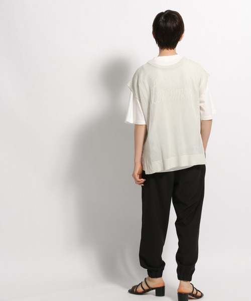 niko and...（ニコアンド）の「洗えるカットソー付き2WAYロゴメッシュベスト（ベスト・レディース・ライトグレー/ブラック/イエロー・MEDIUM/LARGE）」の9枚目の写真