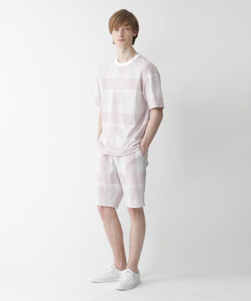 BLACK LABEL CRESTBRIDGE（ブラックレーベル・クレストブリッジ）の「【BLACK lab.】クレストブリッジチェックパイルショーツ（ルームウェア/パジャマ・メンズ・ネイビー/ピンク系その他/オフホワイト・L/M/LL）」の11枚目の写真
