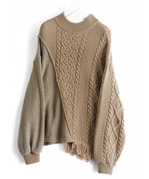 masterkey（マスターキー）の「masterkey マスターキー / STEELYARD ケーブルフェイクレイヤードビッグシルエットニット / MK22A-K-19（ニット/セーター・メンズ・ホワイト/ネイビー/ブラウン・FREE）」の9枚目の写真