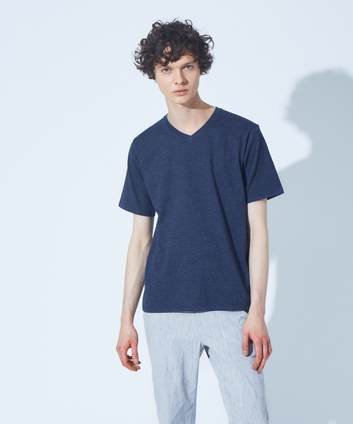 ABAHOUSE GRAY(アバハウスグレイ)の「【展開店舗限定】杢 スラブ Vネック 半袖 Tシャツ(Tシャツ/カットソー・メンズ・ネイビー/グリーン/グレー/ホワイト/ブラック・48/50/46)」の5枚目の写真