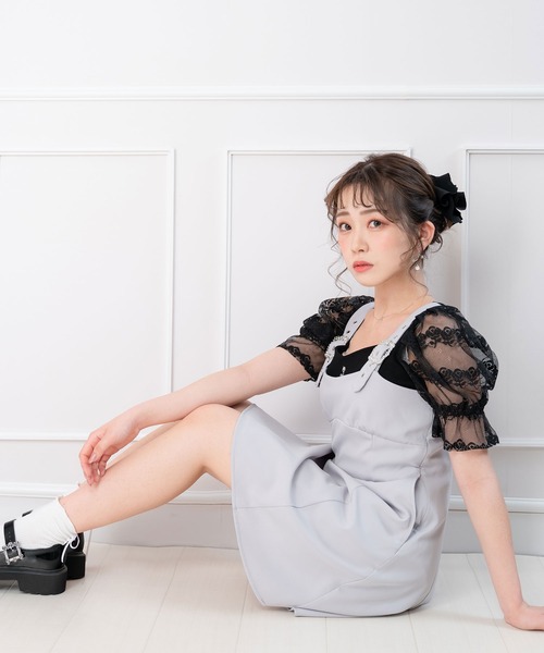 DearMyLoveRose（ディアマイラブローズ）の「オーナメントバックルジャンスカワンピース（ジャンパースカート・レディース・ライトグレー/ブラック/ブラック系その他/グレー系その他・MEDIUM/LARGE/X-LARGE/XX-LARGE）」の4枚目の写真