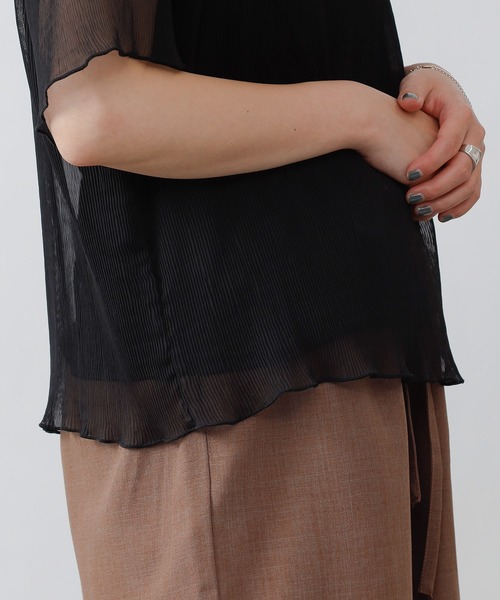 COLONY 2139(コロニートゥーワンスリーナイン)の「シアー楊柳半袖トップス&キャミセット(シャツ/ブラウス・レディース・ブラック/ベージュ/オフホワイト/ブルー/ミント・MEDIUM)」の12枚目の写真