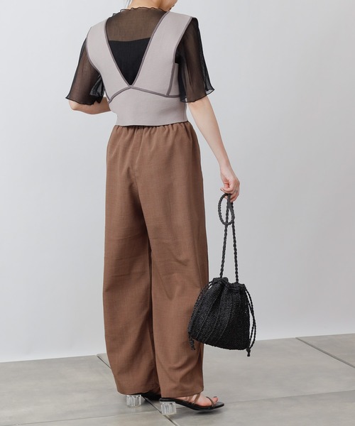 COLONY 2139(コロニートゥーワンスリーナイン)の「シアー楊柳半袖トップス&キャミセット(シャツ/ブラウス・レディース・ブラック/ベージュ/オフホワイト/ブルー/ミント・MEDIUM)」の8枚目の写真