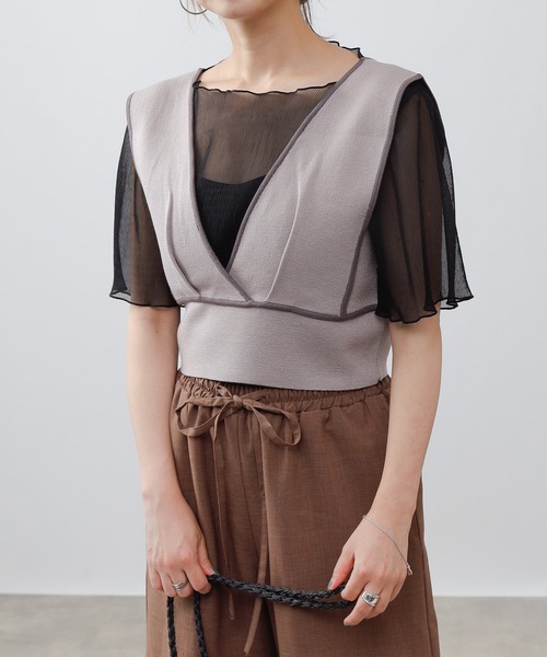 COLONY 2139(コロニートゥーワンスリーナイン)の「シアー楊柳半袖トップス&キャミセット(シャツ/ブラウス・レディース・ブラック/ベージュ/オフホワイト/ブルー/ミント・MEDIUM)」の21枚目の写真