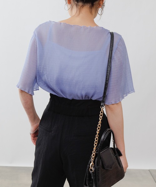 COLONY 2139(コロニートゥーワンスリーナイン)の「シアー楊柳半袖トップス&キャミセット(シャツ/ブラウス・レディース・ブラック/ベージュ/オフホワイト/ブルー/ミント・MEDIUM)」の15枚目の写真