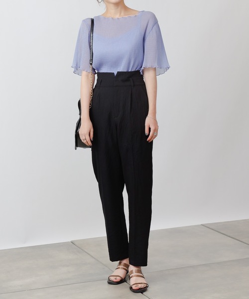 COLONY 2139(コロニートゥーワンスリーナイン)の「シアー楊柳半袖トップス&キャミセット(シャツ/ブラウス・レディース・ブラック/ベージュ/オフホワイト/ブルー/ミント・MEDIUM)」の9枚目の写真