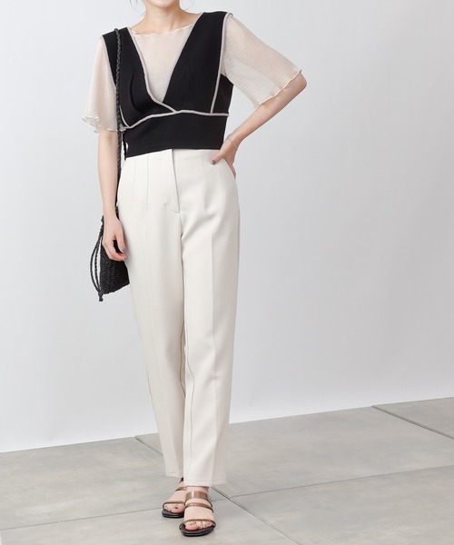 COLONY 2139(コロニートゥーワンスリーナイン)の「シアー楊柳半袖トップス&キャミセット(シャツ/ブラウス・レディース・ブラック/ベージュ/オフホワイト/ブルー/ミント・MEDIUM)」の11枚目の写真