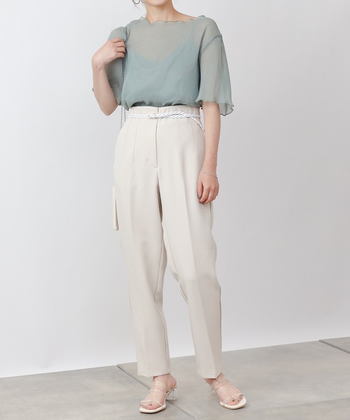 COLONY 2139(コロニートゥーワンスリーナイン)の「シアー楊柳半袖トップス&キャミセット(シャツ/ブラウス・レディース・ブラック/ベージュ/オフホワイト/ブルー/ミント・MEDIUM)」の16枚目の写真