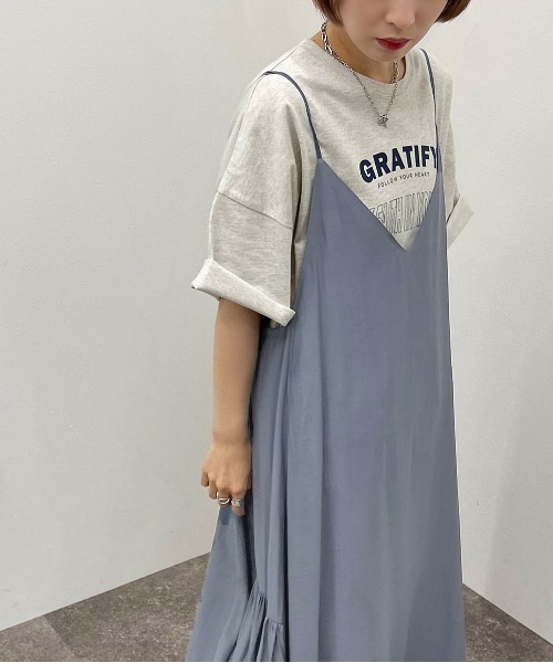 apres jour mignon(アプレジュールミニョン)の「サイドギャザーキャミワンピース【ZOZOTOWN限定アイテム】(ワンピース・レディース・その他/パープル/ブルー系その他/ブラック・X-LARGE/フリー)」の6枚目の写真