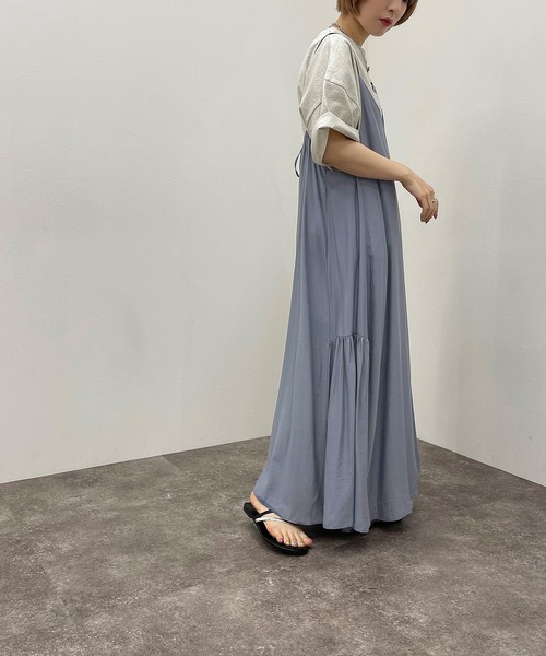 apres jour mignon(アプレジュールミニョン)の「サイドギャザーキャミワンピース【ZOZOTOWN限定アイテム】(ワンピース・レディース・その他/パープル/ブルー系その他/ブラック・X-LARGE/フリー)」の10枚目の写真