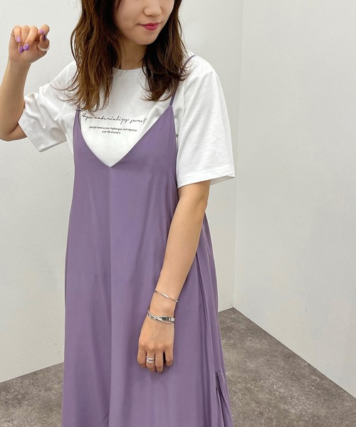 apres jour mignon(アプレジュールミニョン)の「サイドギャザーキャミワンピース【ZOZOTOWN限定アイテム】(ワンピース・レディース・その他/パープル/ブルー系その他/ブラック・X-LARGE/フリー)」の12枚目の写真