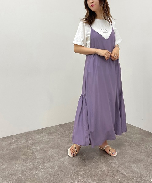 apres jour mignon(アプレジュールミニョン)の「サイドギャザーキャミワンピース【ZOZOTOWN限定アイテム】(ワンピース・レディース・その他/パープル/ブルー系その他/ブラック・X-LARGE/フリー)」の16枚目の写真