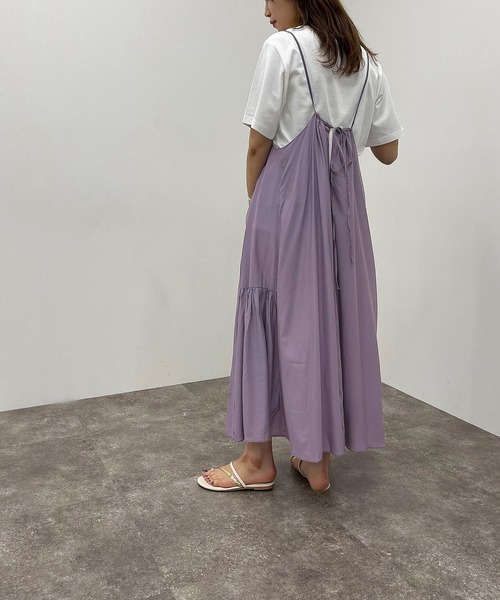 apres jour mignon(アプレジュールミニョン)の「サイドギャザーキャミワンピース【ZOZOTOWN限定アイテム】(ワンピース・レディース・その他/パープル/ブルー系その他/ブラック・X-LARGE/フリー)」の17枚目の写真
