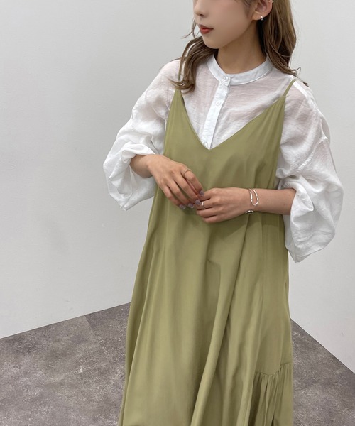 apres jour mignon(アプレジュールミニョン)の「サイドギャザーキャミワンピース【ZOZOTOWN限定アイテム】(ワンピース・レディース・その他/パープル/ブルー系その他/ブラック・X-LARGE/フリー)」の18枚目の写真