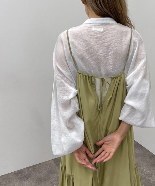 apres jour mignon(アプレジュールミニョン)の「サイドギャザーキャミワンピース【ZOZOTOWN限定アイテム】(ワンピース・レディース・その他/パープル/ブルー系その他/ブラック・X-LARGE/フリー)」の21枚目の写真