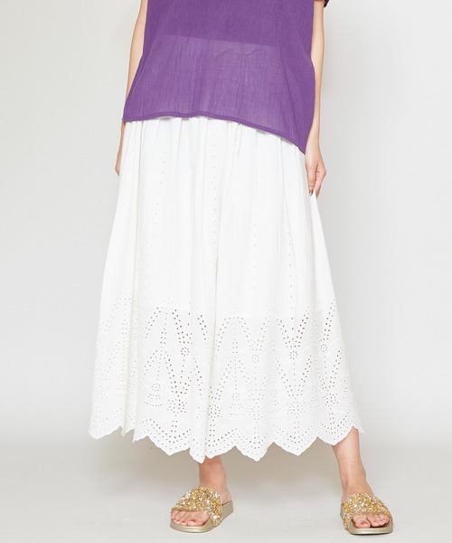 チャイハネ（チャイハネ）の「【チャイハネ】カットワークレースコットンスカート（スカート・レディース・ホワイト/ブラック/パープル/レッド/グリーン・FREE）」の2枚目の写真