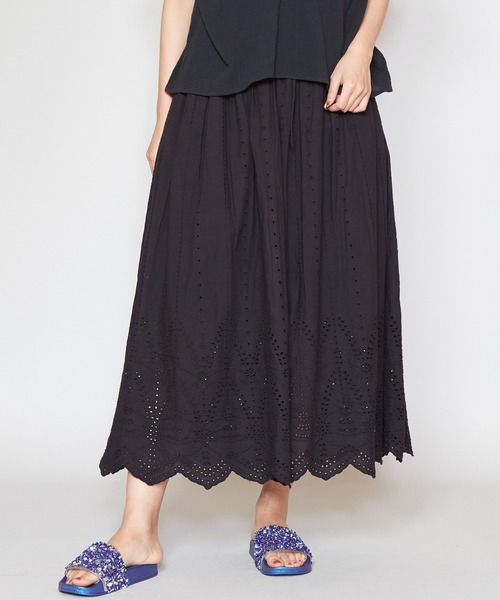 チャイハネ（チャイハネ）の「【チャイハネ】カットワークレースコットンスカート（スカート・レディース・ホワイト/ブラック/パープル/レッド/グリーン・FREE）」の3枚目の写真