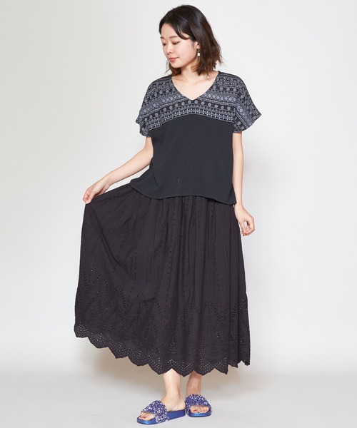 チャイハネ（チャイハネ）の「【チャイハネ】カットワークレースコットンスカート（スカート・レディース・ホワイト/ブラック/パープル/レッド/グリーン・FREE）」の12枚目の写真