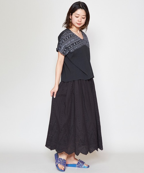 チャイハネ（チャイハネ）の「【チャイハネ】カットワークレースコットンスカート（スカート・レディース・ホワイト/ブラック/パープル/レッド/グリーン・FREE）」の13枚目の写真