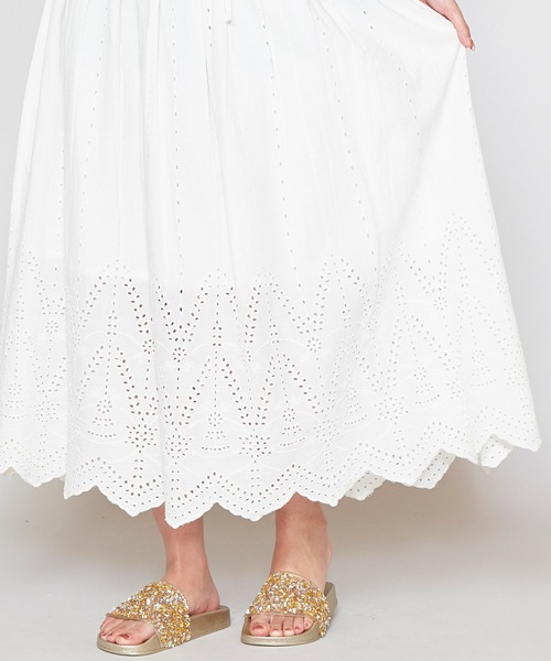 チャイハネ（チャイハネ）の「【チャイハネ】カットワークレースコットンスカート（スカート・レディース・ホワイト/ブラック/パープル/レッド/グリーン・FREE）」の10枚目の写真