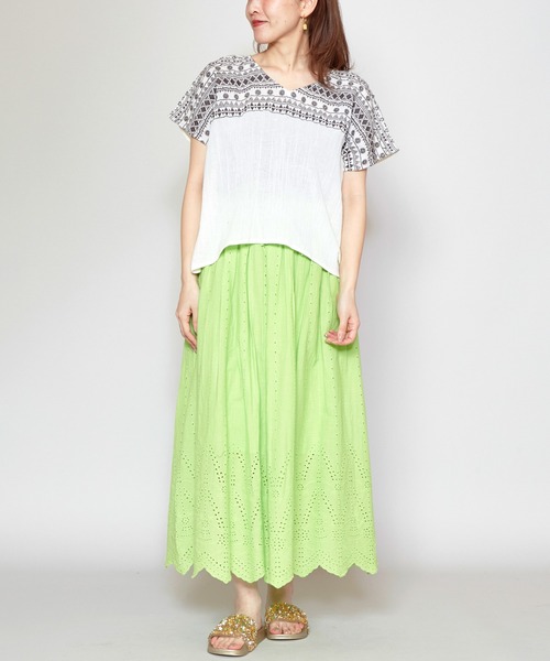 チャイハネ（チャイハネ）の「【チャイハネ】カットワークレースコットンスカート（スカート・レディース・ホワイト/ブラック/パープル/レッド/グリーン・FREE）」の21枚目の写真