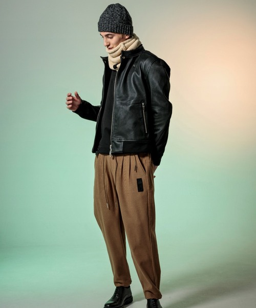 C DIEM（カルペディエム）の「C DIEM/カルペディエム/STRECH LEATHER SE-RIDERSストレッチレザーライダース(MSO-21024)（ライダースジャケット・メンズ・ブラック/オレンジ・SMALL/MEDIUM/LARGE）」の9枚目の写真