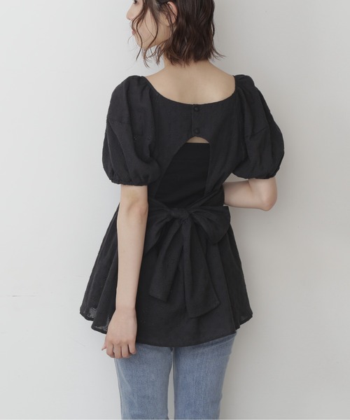 FREE'S MART（フリーズマート）の「エンブロイダリーバックリボンチュニックブラウス（シャツ/ブラウス・レディース・ホワイト/ブラック/オレンジ・FREE）」の12枚目の写真