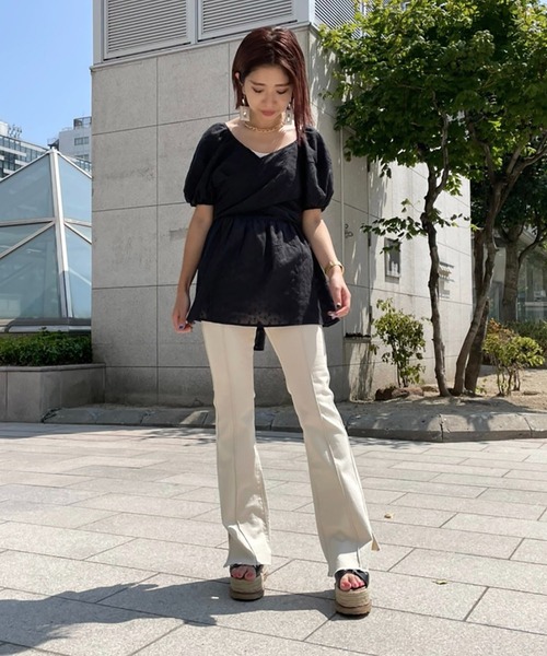 FREE'S MART（フリーズマート）の「エンブロイダリーバックリボンチュニックブラウス（シャツ/ブラウス・レディース・ホワイト/ブラック/オレンジ・FREE）」の21枚目の写真