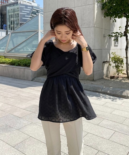 FREE'S MART（フリーズマート）の「エンブロイダリーバックリボンチュニックブラウス（シャツ/ブラウス・レディース・ホワイト/ブラック/オレンジ・FREE）」の19枚目の写真