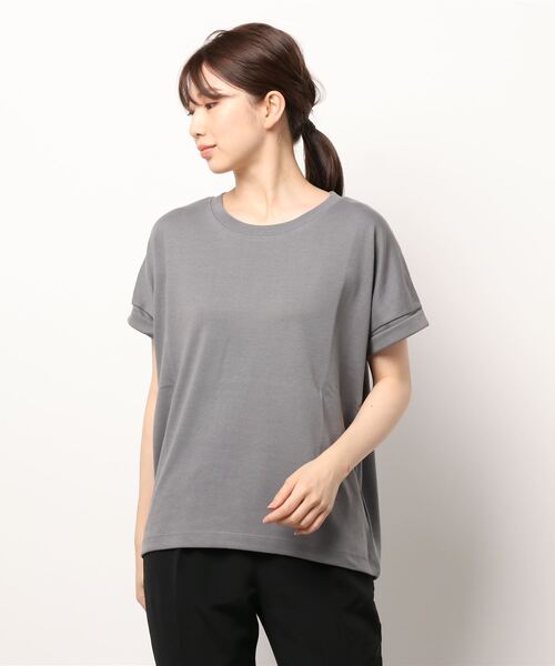 Lugnoncure（ルノンキュール）の「ロールアップ袖Tシャツ（Tシャツ/カットソー・レディース・ベージュ/オフホワイト/イエロー/チャコール・ﾌﾘ-）」の3枚目の写真