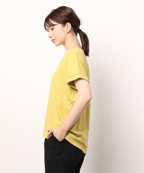 Lugnoncure（ルノンキュール）の「ロールアップ袖Tシャツ（Tシャツ/カットソー・レディース・ベージュ/オフホワイト/イエロー/チャコール・ﾌﾘ-）」の5枚目の写真