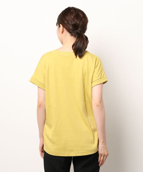 Lugnoncure（ルノンキュール）の「ロールアップ袖Tシャツ（Tシャツ/カットソー・レディース・ベージュ/オフホワイト/イエロー/チャコール・ﾌﾘ-）」の6枚目の写真