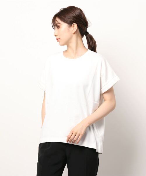 Lugnoncure（ルノンキュール）の「ロールアップ袖Tシャツ（Tシャツ/カットソー・レディース・ベージュ/オフホワイト/イエロー/チャコール・ﾌﾘ-）」の7枚目の写真