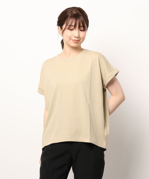 Lugnoncure（ルノンキュール）の「ロールアップ袖Tシャツ（Tシャツ/カットソー・レディース・ベージュ/オフホワイト/イエロー/チャコール・ﾌﾘ-）」の8枚目の写真