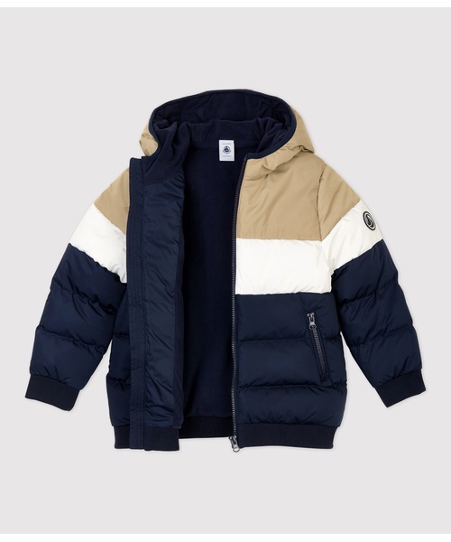 PETIT BATEAU（プチバトー）の「カラーブロック中綿入りフード付きジャケット（その他アウター・キッズ・ネイビー・3YEAR/4YEAR/5YEAR）」の4枚目の写真