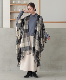 チェック柄ストールポンチョ