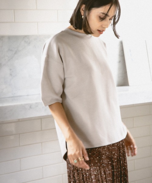 BAYFLOW（ベイフロー）の「ダンボールハイネックプルオーバー（Tシャツ/カットソー・レディース・ライトグレー/ボルドー/ベージュ/チャコール・FREE）」の2枚目の写真