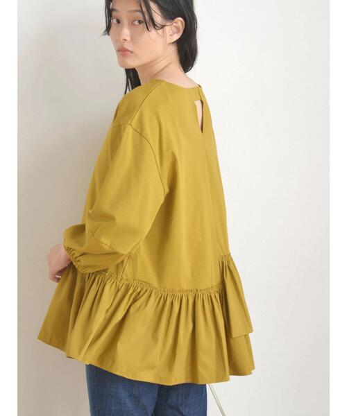 AMERICAN HOLIC(アメリカンホリック)の「異素材ティアード5分袖プルオーバー(Tシャツ/カットソー・レディース・オフホワイト/マスタード/ブラック・L/M)」の10枚目の写真