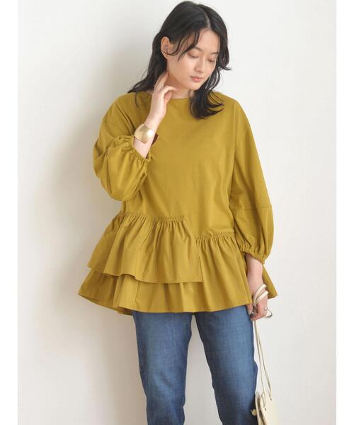 AMERICAN HOLIC(アメリカンホリック)の「異素材ティアード5分袖プルオーバー(Tシャツ/カットソー・レディース・オフホワイト/マスタード/ブラック・L/M)」の11枚目の写真