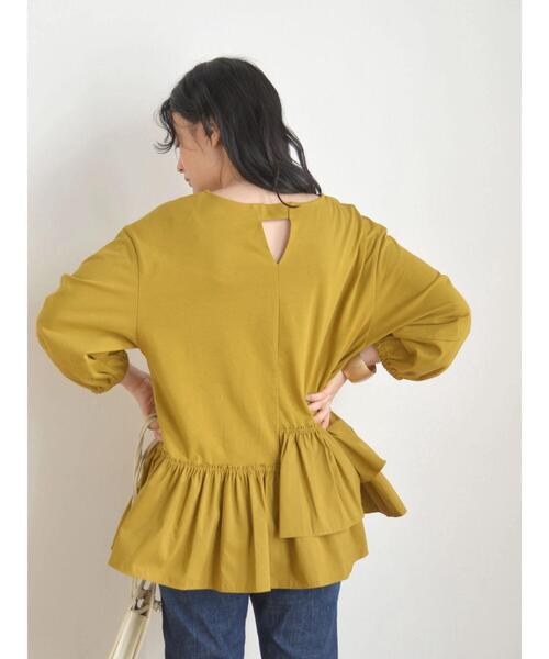 AMERICAN HOLIC(アメリカンホリック)の「異素材ティアード5分袖プルオーバー(Tシャツ/カットソー・レディース・オフホワイト/マスタード/ブラック・L/M)」の12枚目の写真