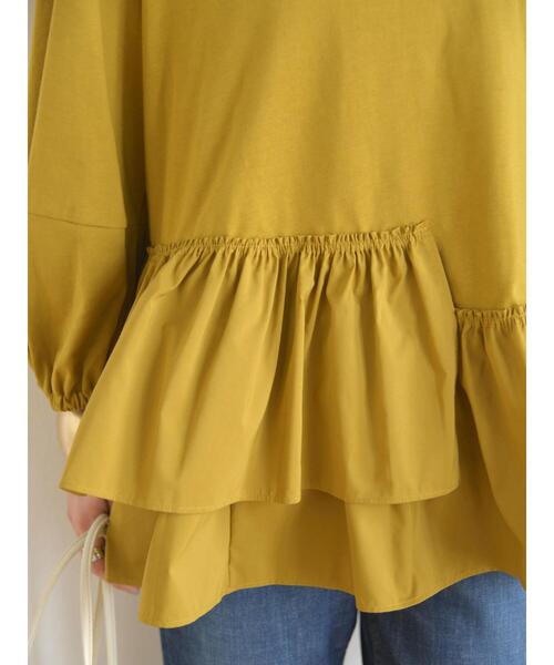 AMERICAN HOLIC(アメリカンホリック)の「異素材ティアード5分袖プルオーバー(Tシャツ/カットソー・レディース・オフホワイト/マスタード/ブラック・L/M)」の16枚目の写真