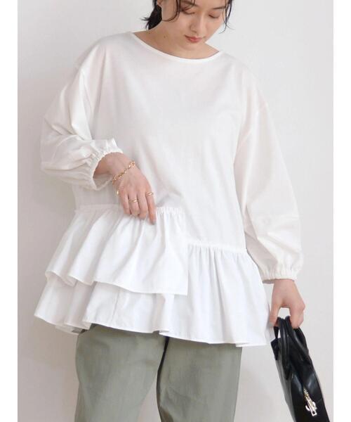 AMERICAN HOLIC(アメリカンホリック)の「異素材ティアード5分袖プルオーバー(Tシャツ/カットソー・レディース・オフホワイト/マスタード/ブラック・L/M)」の17枚目の写真