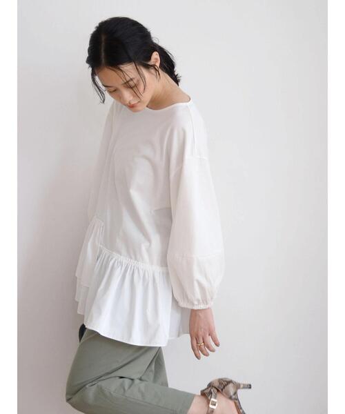 AMERICAN HOLIC(アメリカンホリック)の「異素材ティアード5分袖プルオーバー(Tシャツ/カットソー・レディース・オフホワイト/マスタード/ブラック・L/M)」の18枚目の写真