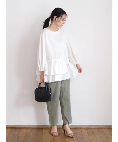 AMERICAN HOLIC(アメリカンホリック)の「異素材ティアード5分袖プルオーバー(Tシャツ/カットソー・レディース・オフホワイト/マスタード/ブラック・L/M)」の20枚目の写真